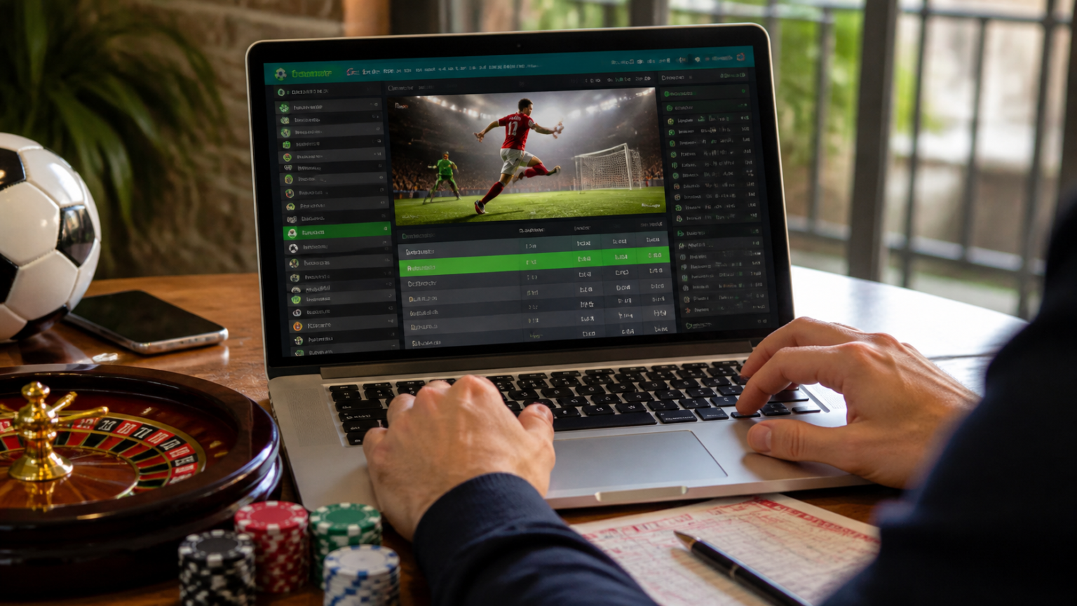 Best Sports Betting Sites Singapore: How to Evaluate Your Options Bettor viewing a sports betting site on a laptop with casino chips