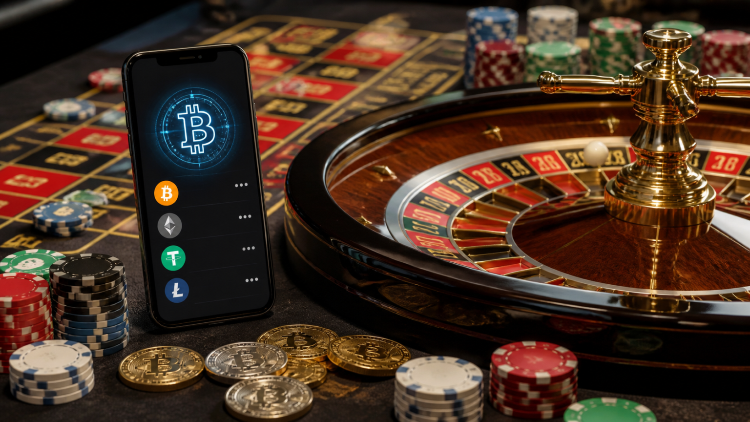 What Makes a Crypto Casino Appeal to Singapore Players: crypto casino Singapore Casino roulette table with a smartphone showing crypto payment