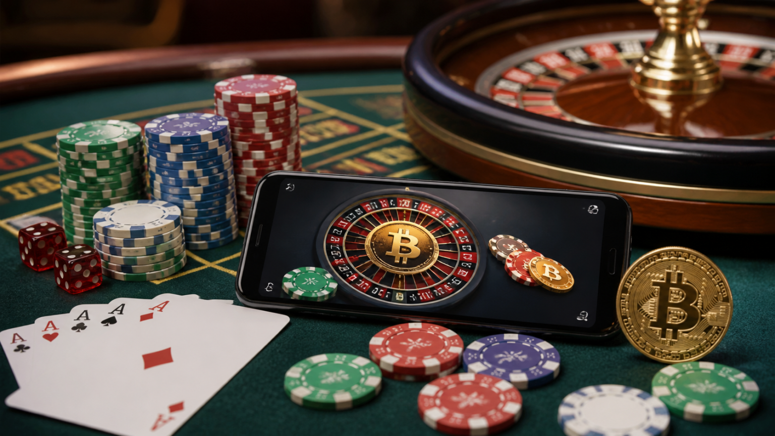 スポーツベット 日本の特徴を解説|利用条件とSlots Casinosを比較するポイント Casino table with phone showing a crypto casino interface