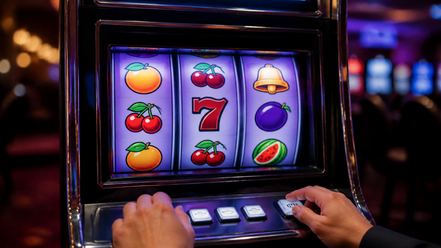 Mesin slot kasino dengan gulungan berwarna