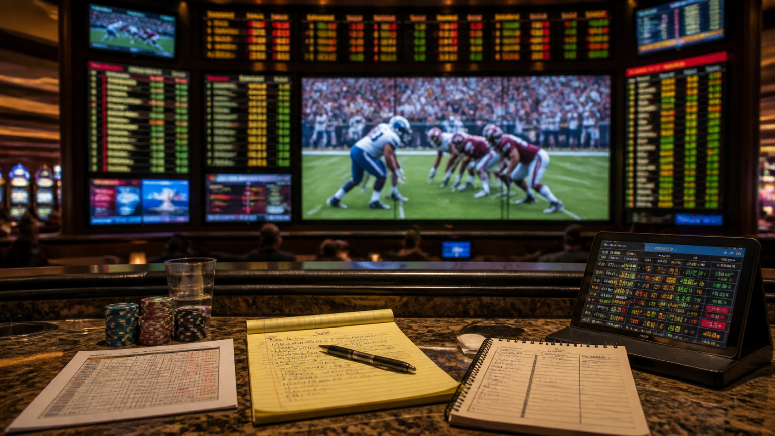 Understanding the online betting landscape: online sports betting malaysia Sports betting desk with odds screen and football notes